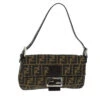 Brand Street FENDI Zucchino Canvas Mamma Baguette Shoulder Bag Black Brown Auth Am6286A -Best Jewelry Store am6286A 1