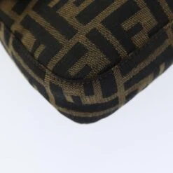 Brand Street FENDI Zucchino Canvas Mamma Baguette Shoulder Bag Black Brown Auth Am6286A -Best Jewelry Store am6286A 11