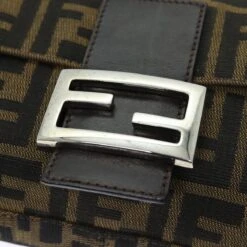 Brand Street FENDI Zucchino Canvas Mamma Baguette Shoulder Bag Black Brown Auth Am6286A -Best Jewelry Store am6286A 14