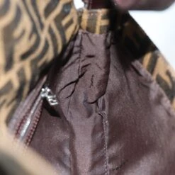 Brand Street FENDI Zucchino Canvas Mamma Baguette Shoulder Bag Black Brown Auth Am6286A -Best Jewelry Store am6286A 17