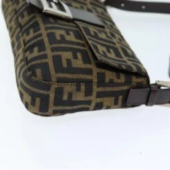 Brand Street FENDI Zucchino Canvas Mamma Baguette Shoulder Bag Black Brown Auth Am6286A -Best Jewelry Store am6286A 4