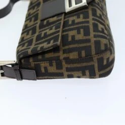Brand Street FENDI Zucchino Canvas Mamma Baguette Shoulder Bag Black Brown Auth Am6286A -Best Jewelry Store am6286A 5