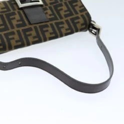 Brand Street FENDI Zucchino Canvas Mamma Baguette Shoulder Bag Black Brown Auth Am6286A -Best Jewelry Store am6286A 7