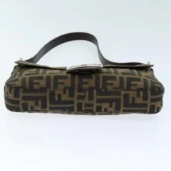 Brand Street FENDI Zucchino Canvas Mamma Baguette Shoulder Bag Black Brown Auth Am6286A -Best Jewelry Store am6286A 9
