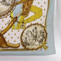 Brand Street HERMES Carre 90 NAPOLEON Scarf Silk Yellow Blue Auth Ar11100 -Best Jewelry Store ar11100 12
