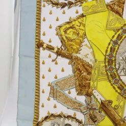 Brand Street HERMES Carre 90 NAPOLEON Scarf Silk Yellow Blue Auth Ar11100 -Best Jewelry Store ar11100 9