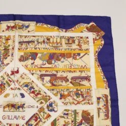 Brand Street HERMES Carre 90 Scarf "A LA GLOIRE DE GVILLAVME" Silk Blue Auth Ar9762 -Best Jewelry Store ar9762 3