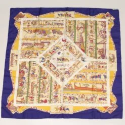 Brand Street HERMES Carre 90 Scarf "A LA GLOIRE DE GVILLAVME" Silk Blue Auth Ar9762 -Best Jewelry Store ar9762 9