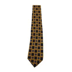 Style Tribute LANVIN Navy Blue/ Yellow Print Silk Tie