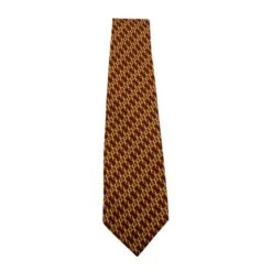 Style Tribute GUCCI Brown, Burgundy And Yellow Print Tie