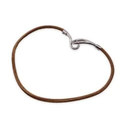 Opherty Ciocci HERMES Tan Leather Double Tour Silver Metal Jumbo Hook Bracelet -Best Jewelry Store be12a3fc b556 59d2 8459 8bd527b86372