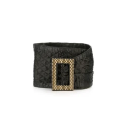 Style Tribute Gold-Studded Black Leather Belt