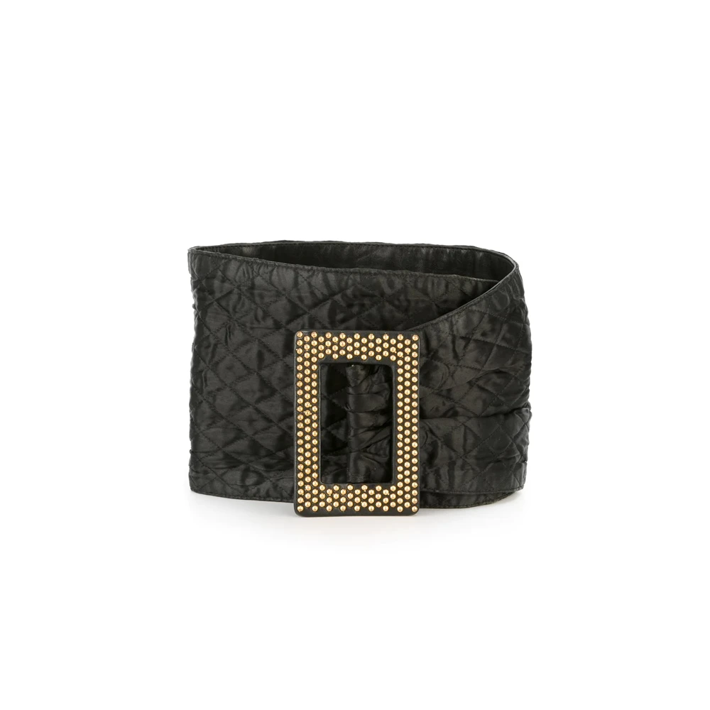 Style Tribute Gold-Studded Black Leather Belt 3 Style Tribute Gold-Studded Black Leather Belt
