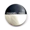 Lar Vintage CHANEL Silver Black CC Half Half Round Brooch
