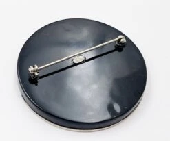 Lar Vintage CHANEL Silver Black CC Half Half Round Brooch -Best Jewelry Store blk sil half half round br 3