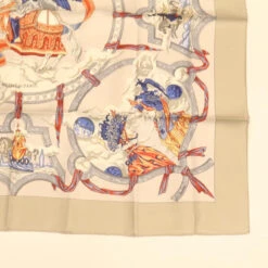 Style Tribute Hermes Carre 90 Scarf Cavaliers Des Nuages Scarf Silk 100% Gray Auth Am351b -Best Jewelry Store br351 4