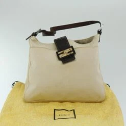 Brand Street FENDI Mamma Baguette Shoulder Bag Canvas Beige Auth Bs12544 -Best Jewelry Store bs12544 22