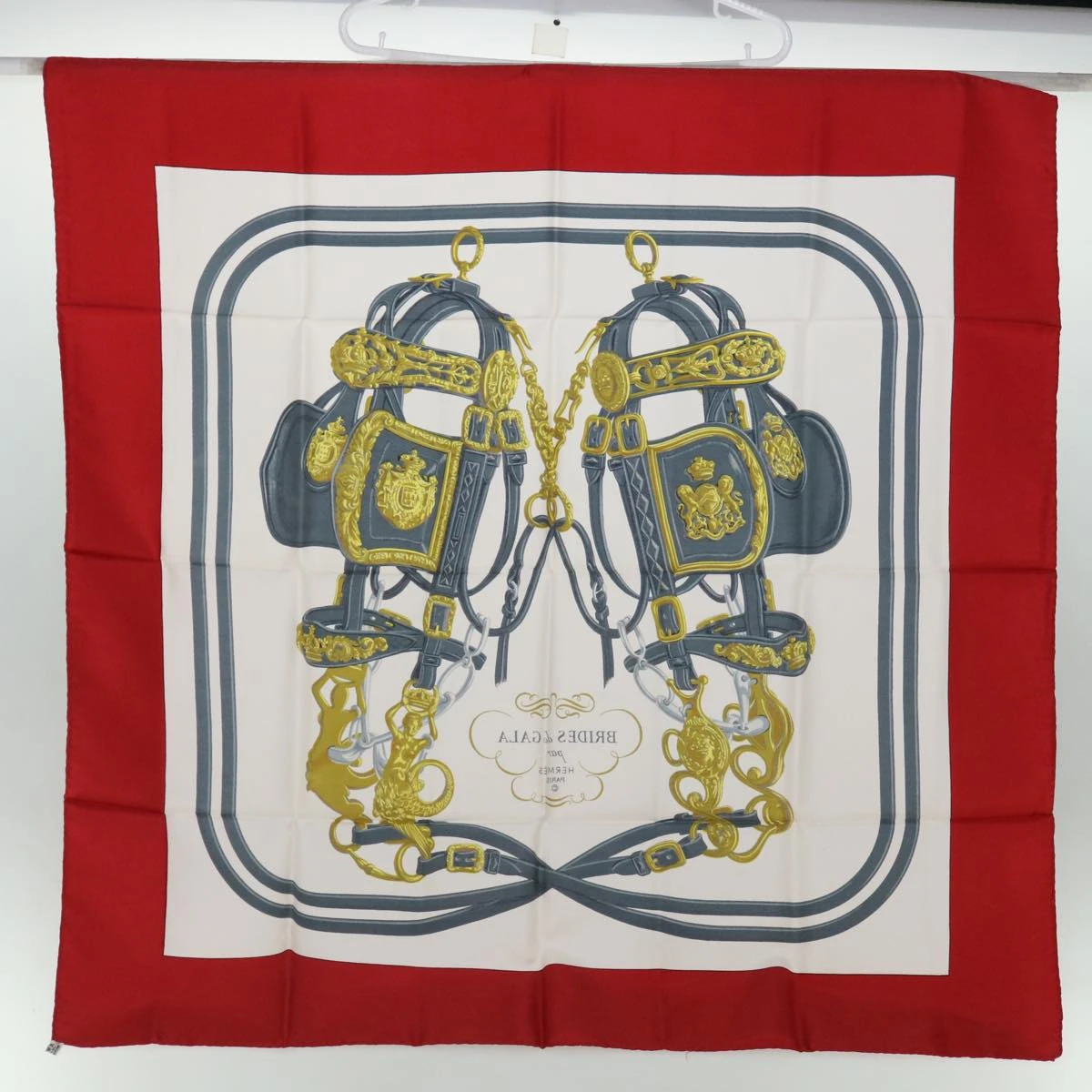Brand Street HERMES Carre 90 BRIDES De GALA Scarf Silk Red Auth Bs13337 14 Brand Street HERMES Carre 90 BRIDES De GALA Scarf Silk Red Auth Bs13337 - Image 12