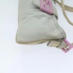 Brand Street FENDI Mamma Baguette Shoulder Bag Cotton Gray Auth Bs14545 -Best Jewelry Store bs14545 4