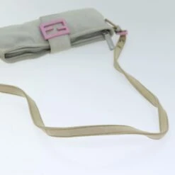 Brand Street FENDI Mamma Baguette Shoulder Bag Cotton Gray Auth Bs14545 -Best Jewelry Store bs14545 7