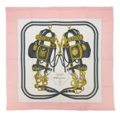 Brand Street HERMES Carre 90 BRIDES DE GALA Scarf Silk Pink White Auth Bs7742