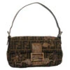 Brand Street FENDI Zucca Canvas Mamma Baguette Shoulder Bag Black Brown Auth Bs7953A -Best Jewelry Store bs7953 1
