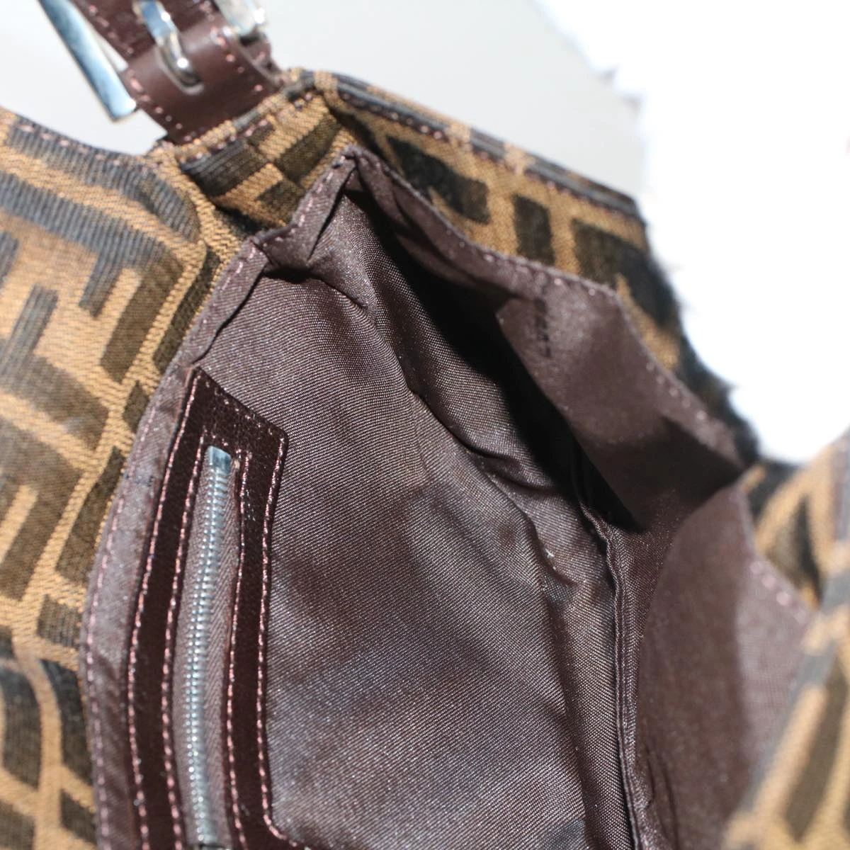 Brand Street FENDI Zucca Canvas Mamma Baguette Shoulder Bag Black Brown Auth Bs7953A 22 Brand Street FENDI Zucca Canvas Mamma Baguette Shoulder Bag Black Brown Auth Bs7953A - Image 20