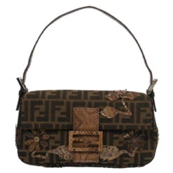 Brand Street FENDI Zucca Canvas Mamma Baguette Shoulder Bag Black Brown Auth Bs7953A 34 Brand Street FENDI Zucca Canvas Mamma Baguette Shoulder Bag Black Brown Auth Bs7953A -Best Jewelry Store bs7953 2
