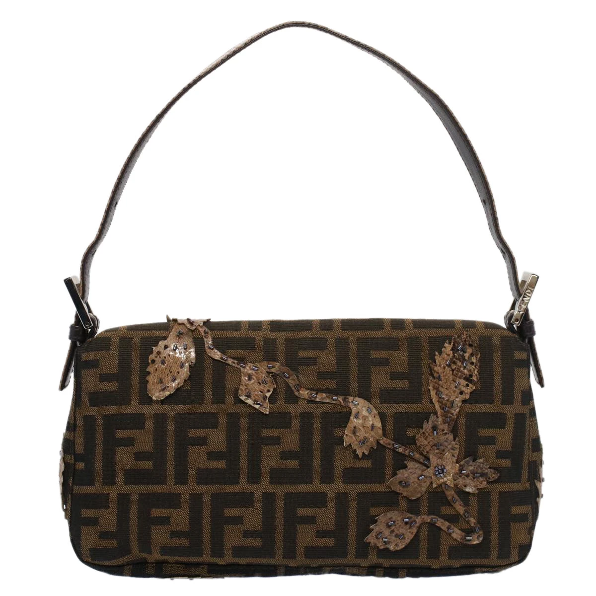 Brand Street FENDI Zucca Canvas Mamma Baguette Shoulder Bag Black Brown Auth Bs7953A 4 Brand Street FENDI Zucca Canvas Mamma Baguette Shoulder Bag Black Brown Auth Bs7953A - Image 2