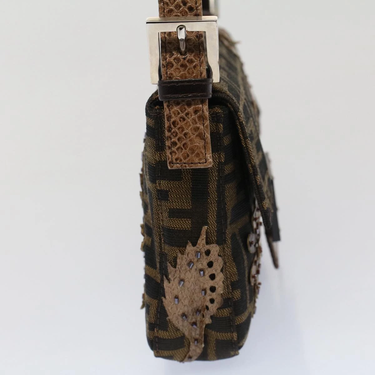 Brand Street FENDI Zucca Canvas Mamma Baguette Shoulder Bag Black Brown Auth Bs7953A 5 Brand Street FENDI Zucca Canvas Mamma Baguette Shoulder Bag Black Brown Auth Bs7953A - Image 3