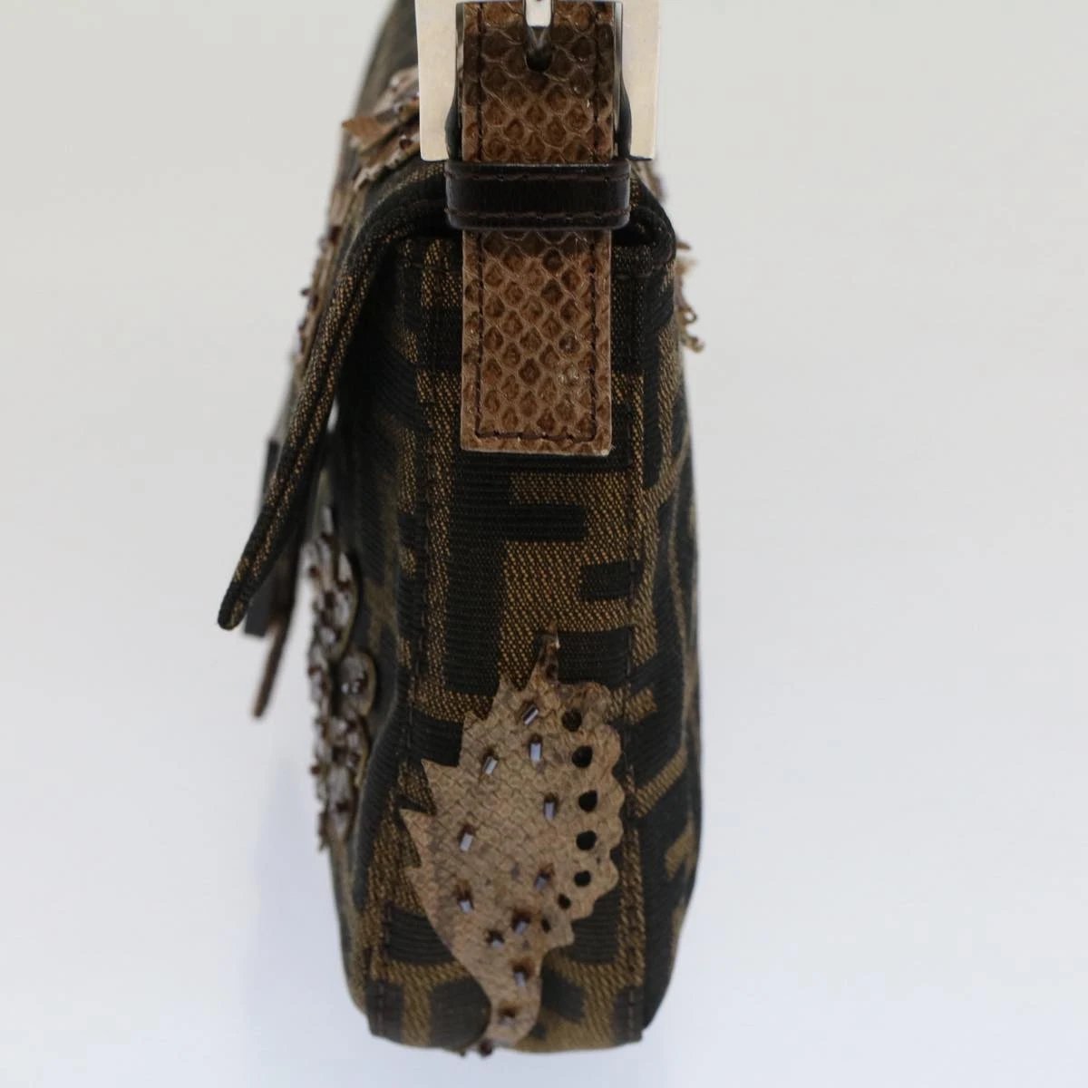 Brand Street FENDI Zucca Canvas Mamma Baguette Shoulder Bag Black Brown Auth Bs7953A 6 Brand Street FENDI Zucca Canvas Mamma Baguette Shoulder Bag Black Brown Auth Bs7953A - Image 4
