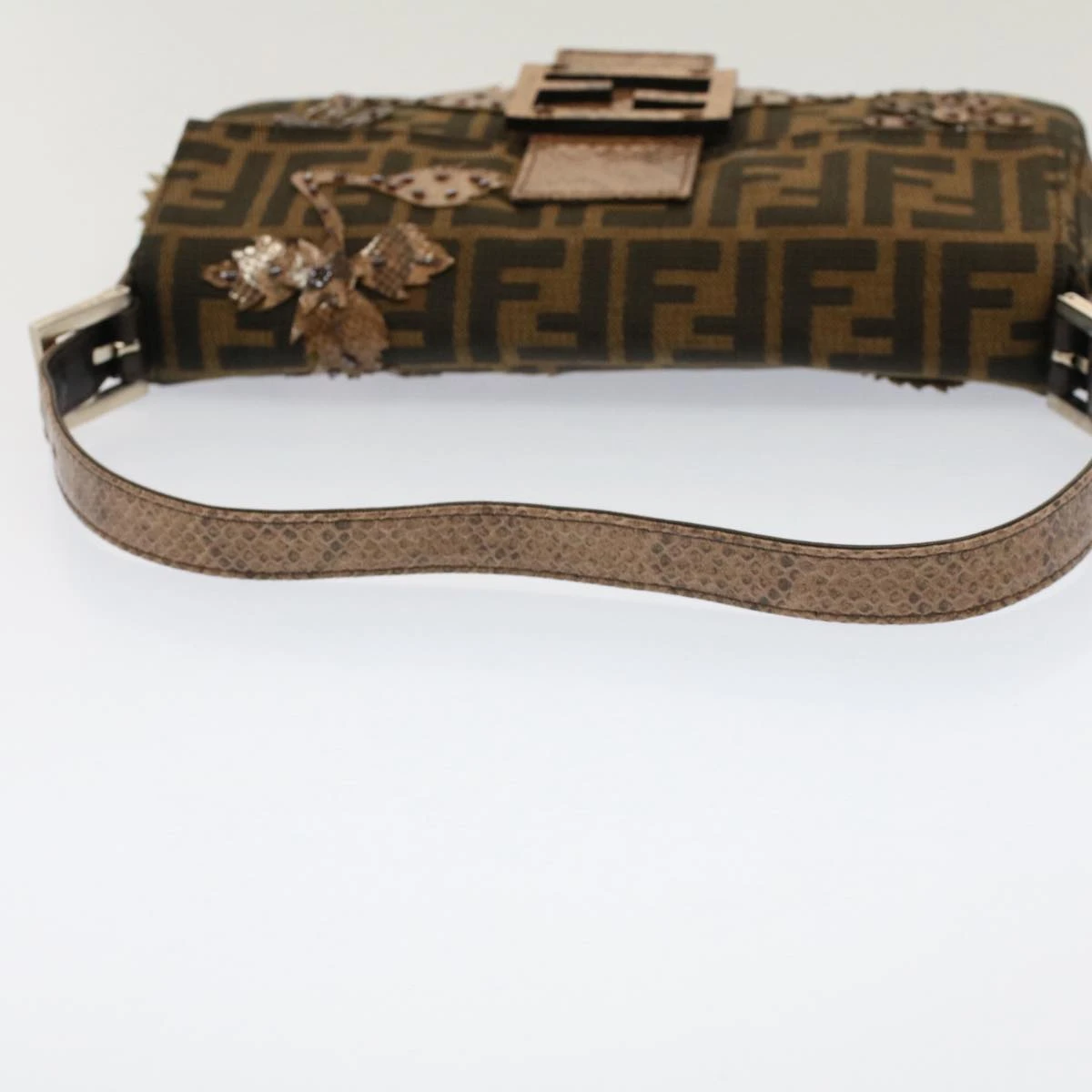 Brand Street FENDI Zucca Canvas Mamma Baguette Shoulder Bag Black Brown Auth Bs7953A 9 Brand Street FENDI Zucca Canvas Mamma Baguette Shoulder Bag Black Brown Auth Bs7953A - Image 7