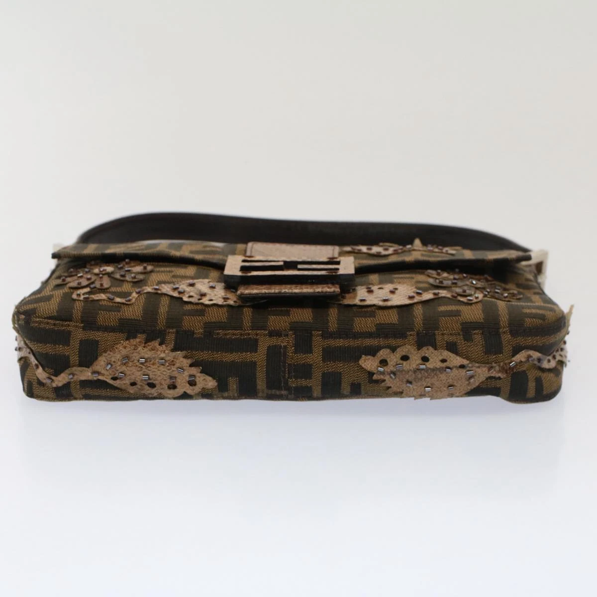 Brand Street FENDI Zucca Canvas Mamma Baguette Shoulder Bag Black Brown Auth Bs7953A 7 Brand Street FENDI Zucca Canvas Mamma Baguette Shoulder Bag Black Brown Auth Bs7953A - Image 5