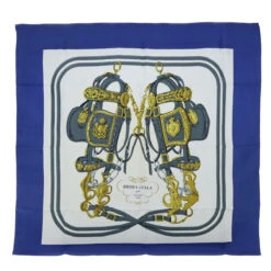 Brand Street HERMES Carre 90 BRIDES De GALA Scarf Silk Blue White Auth Bs8061