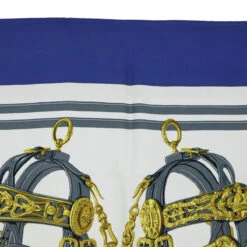 Brand Street HERMES Carre 90 BRIDES De GALA Scarf Silk Blue White Auth Bs8061 -Best Jewelry Store bs8061 3