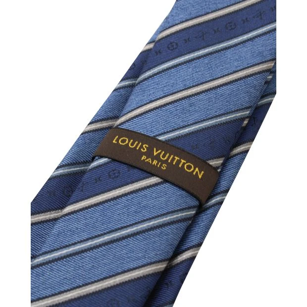 Style Tribute LOUIS VUITTON Dark Blue Striped Monogram Print Tie 6 Style Tribute LOUIS VUITTON Dark Blue Striped Monogram Print Tie - Image 4
