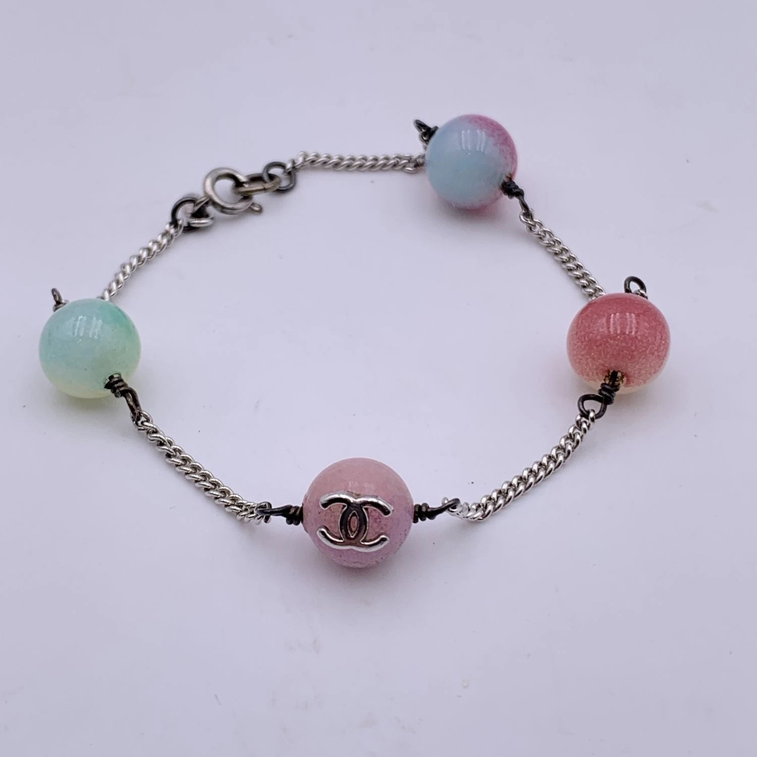 Opherty Ciocci CHANEL Vintage Silver Metal Multicolored Beads Cc Logo Bracelet 10 Opherty Ciocci CHANEL Vintage Silver Metal Multicolored Beads Cc Logo Bracelet - Image 8