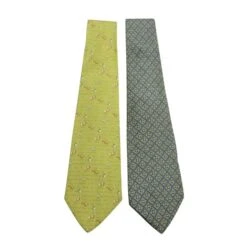 Style Tribute SALVATORE FERRAGAMO Set Of Ties: Light Green & Light Blue Pattern