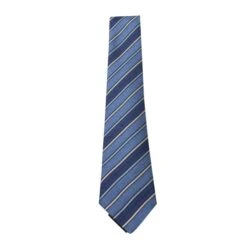 Style Tribute LOUIS VUITTON Dark Blue Striped Monogram Print Tie