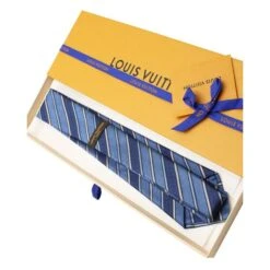 Style Tribute LOUIS VUITTON Dark Blue Striped Monogram Print Tie 8 Style Tribute LOUIS VUITTON Dark Blue Striped Monogram Print Tie -Best Jewelry Store d4277a5bd3d93b3c547c049510e8118a