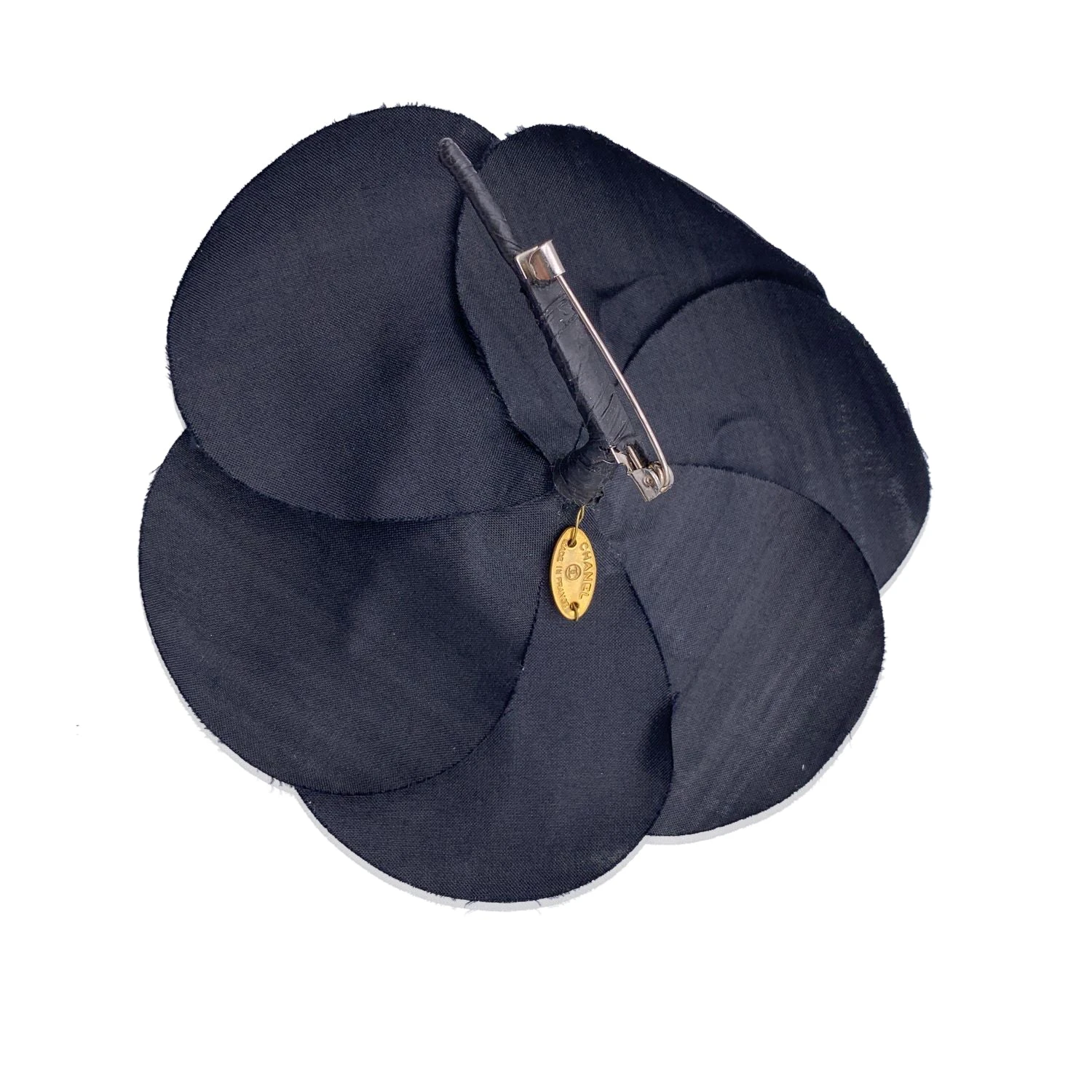 Opherty Ciocci CHANEL Vintage Black Silk Camelia Pin Camellia Flower Brooch 5 Opherty Ciocci CHANEL Vintage Black Silk Camelia Pin Camellia Flower Brooch - Image 3