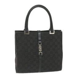 Brand Street GUCCI GG Canvas Jackie Hand Bag Black 002 1065 Auth Ep2440