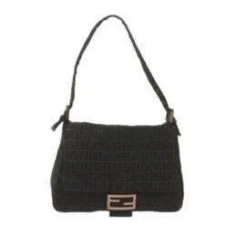 Brand Street FENDI Zucchino Canvas Mamma Baguette Shoulder Bag Dark Brown Auth Ep2515 -Best Jewelry Store ep2515 2