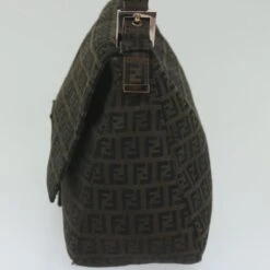 Brand Street FENDI Zucchino Canvas Mamma Baguette Shoulder Bag Dark Brown Auth Ep2515 -Best Jewelry Store ep2515 4