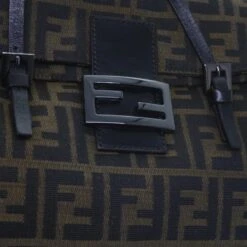 Brand Street FENDI Zucca Canvas Mamma Baguette Shoulder Bag Black Brown Auth Ep2540 -Best Jewelry Store ep2540 15