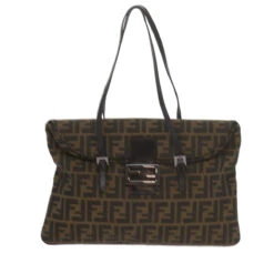 Brand Street FENDI Zucca Canvas Mamma Baguette Shoulder Bag Black Brown Auth Ep2540 -Best Jewelry Store ep2540 2