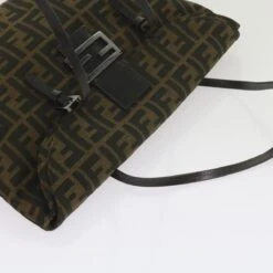 Brand Street FENDI Zucca Canvas Mamma Baguette Shoulder Bag Black Brown Auth Ep2540 -Best Jewelry Store ep2540 6