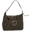 Brand Street FENDI Zucchino Canvas Mamma Baguette Shoulder Bag Black Brown Auth Ep3562 -Best Jewelry Store ep3562 1