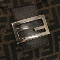 Brand Street FENDI Zucchino Canvas Mamma Baguette Shoulder Bag Black Brown Auth Ep3562 -Best Jewelry Store ep3562 14