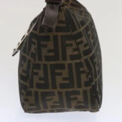 Brand Street FENDI Zucchino Canvas Mamma Baguette Shoulder Bag Black Brown Auth Ep3562 -Best Jewelry Store ep3562 5